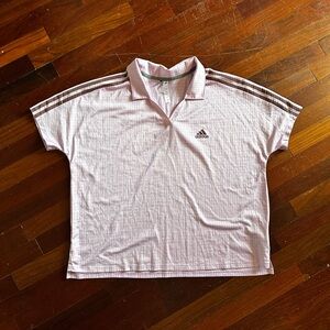 Adidas Light Pink Polo with Brown Stripes